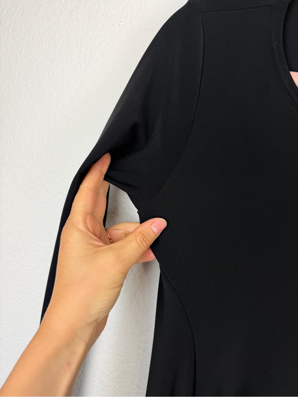 Sympli Asymmetrical Long Sleeve Jersey Knit Mesh Hem Blouse Black 6 - Picture 6 of 12